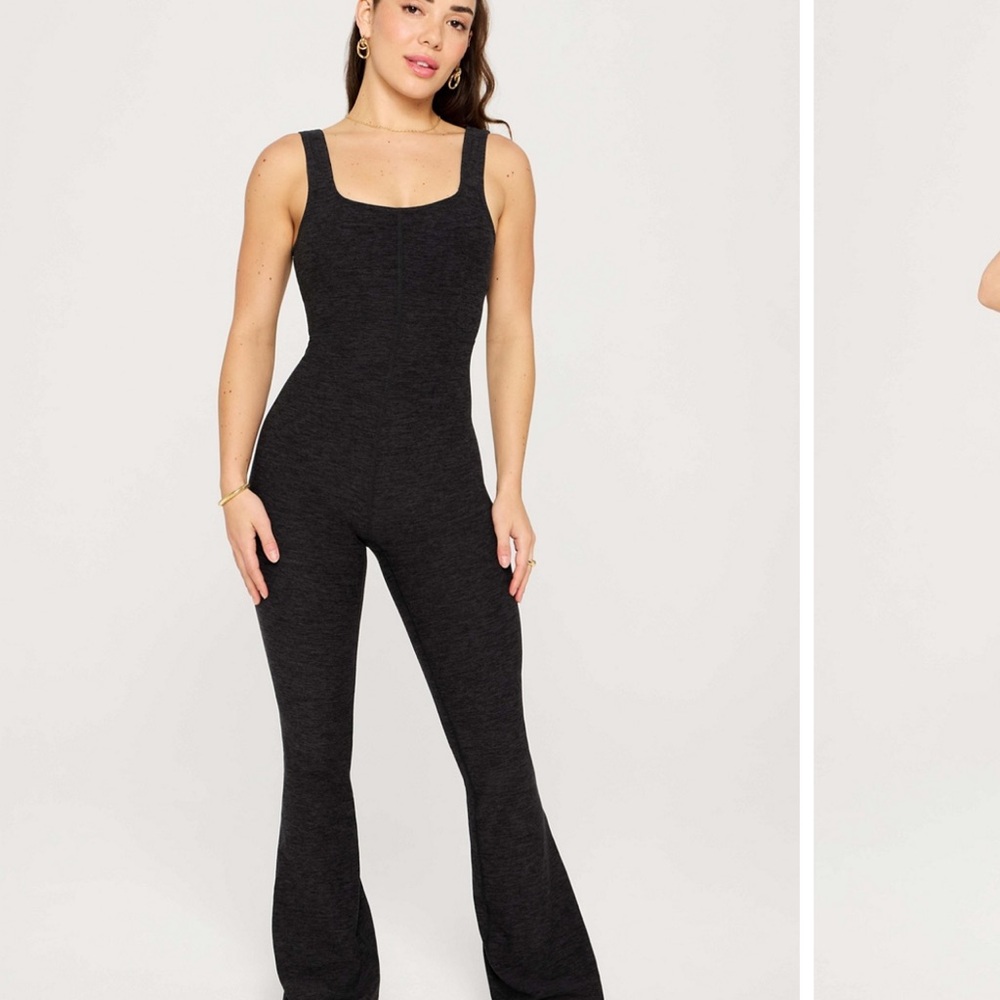 FABLETICS HeatherFlex Kick Flare Jumpsuit Size Large NEW